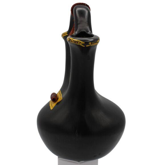 Vintage Southwestern Wedding Vase Black Ceramic Yellow Accents, Pueblo Style - Picture 6 of 7